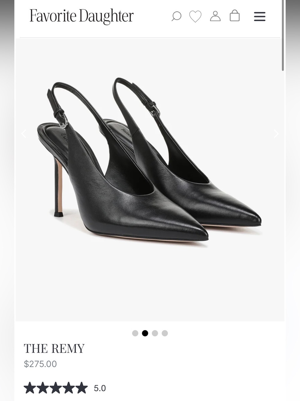 Favorite Daughter Black Leather Remy Pointed Toe Slingback Heels Pump 8 - Picture 2 of 12